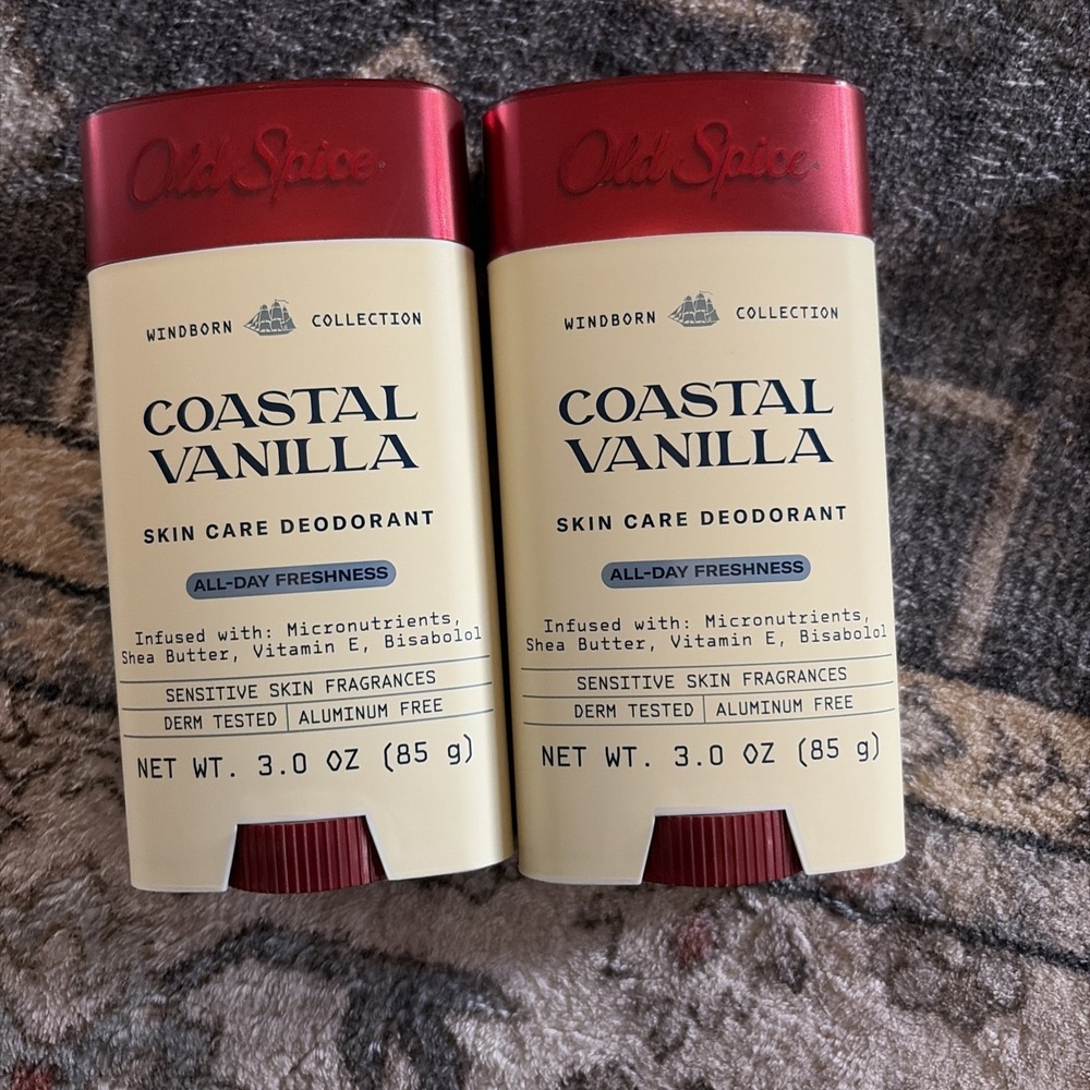 Old Spice Windborn Coastal Vanilla Aluminum-Free Deodorant Stick 3 oz, 2-Pack